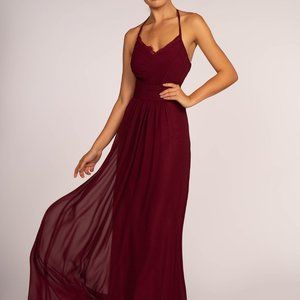 Halter Neck Chiffon Long Dress GSGL2606